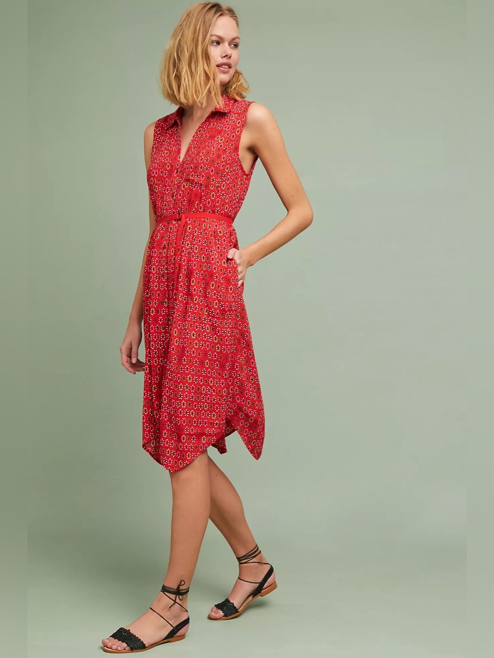 Anthropologie Maeve Vicki Floral-Print Shirtdress Sz 6